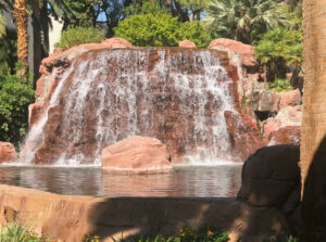 Waterfall at the Volcano Show at Mirage hotel and Casino, Las Vegas.